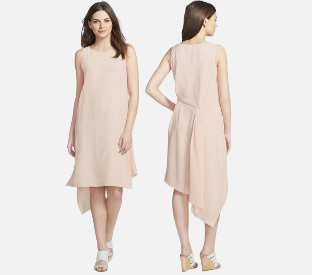 Eileen Fisher Ballet Neck Alabaster Silk Sleeveless Dress Women's XS